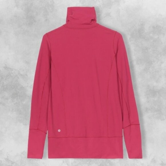 Lululemon In Stride Funnel Neck Jacket Zip Closure Thumbholes Slim Fit Pink W 4 - Picture 2 of 5